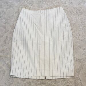 Express White Pencil Skirt with Navy Pinstripes